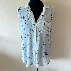 Equipment silk White and Black Star Print sleevless tank